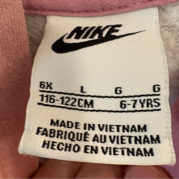 Girl’s Nike Fleece Pink Ombre Logo Graphic Pullover Hoodie Size 6X 6-7 - Picture 3 of 4